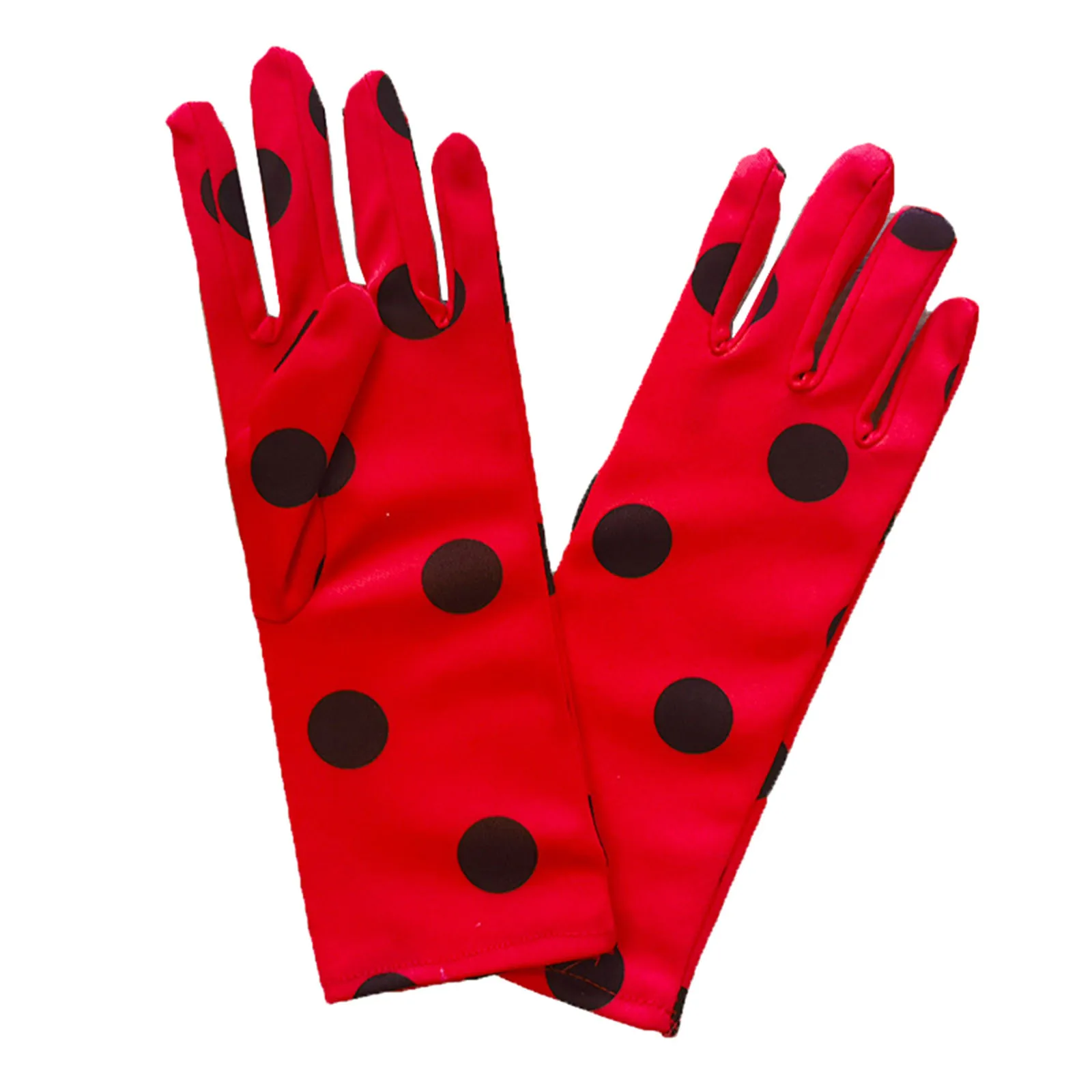 Winter Kids Warm Windproof Gloves Ladybug Prints Costume Gloves Outdoor Long Gloves Halloween Cosplay Accessories For Party Kids