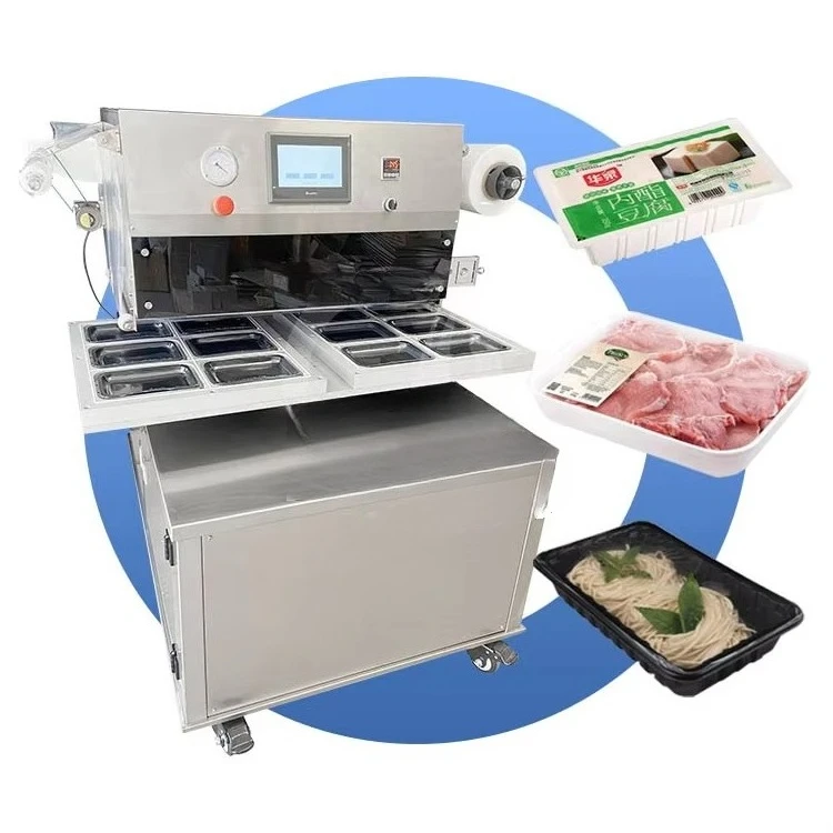 Custom Semi-automatic MAP Tray Sealer Nitrogen Gas Flush Vacuum Film Sealing Machine for Ready Meals and Fresh Food Packaging