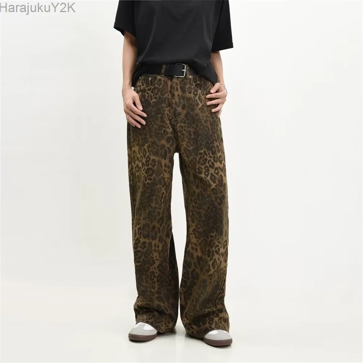 

Leopard Print Y2k Jeans Women Oversized Wide Leg Denim Trousers High Waist Streetwear Hip Hop Vintage Loose Baggy Designer Jeans