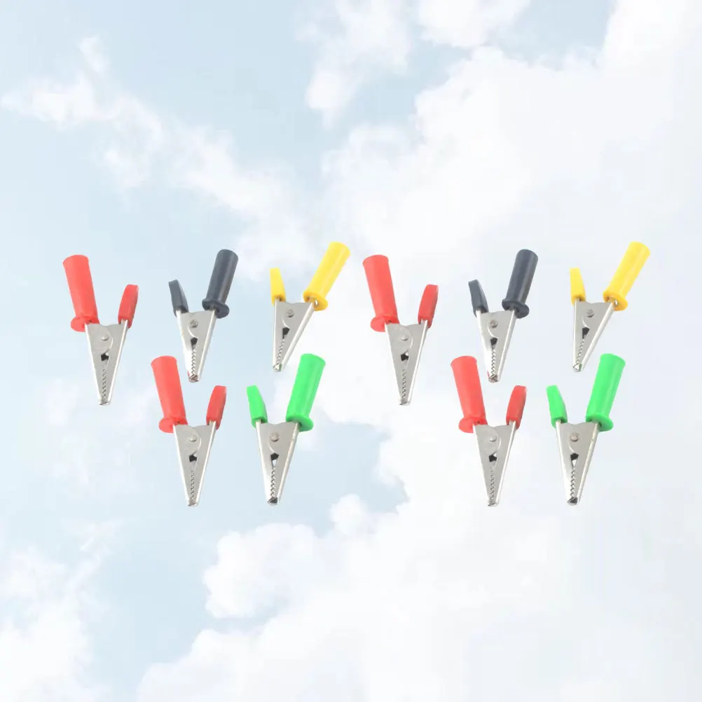 

10Pcs High Voltage Alligator Clips Sturdy Teeth Design 10Mm Open 4Mm Plug Type for Cable Testing Electrical Repair Tools