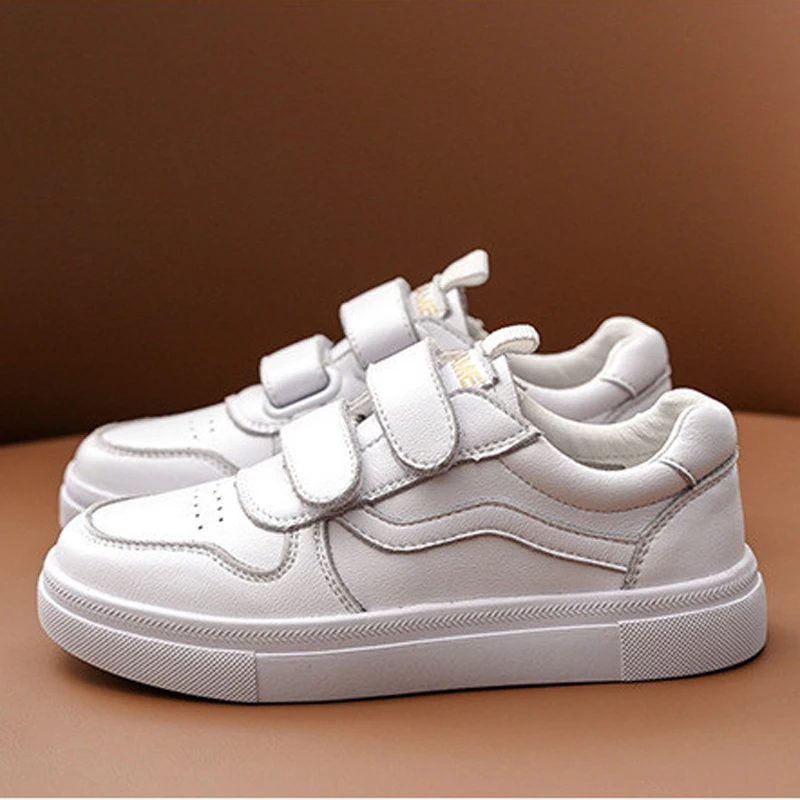 Kids Shoes 2024 Spring Boys Fashion Brand Sports Running Chunky Sneakers Girls White Shoes Genuine Leather Breathable Soft Sole