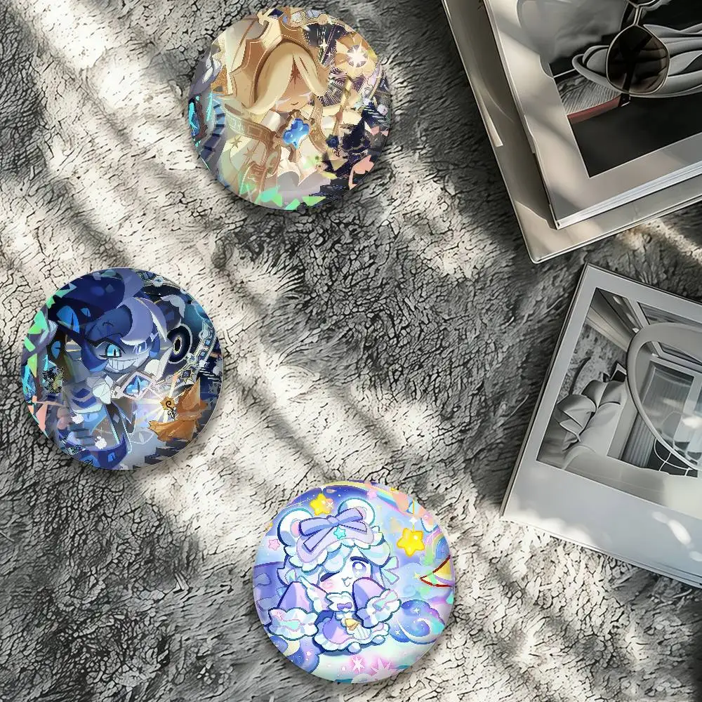 Game C-Cookie Run Kingdom Laser Badge Pins Handmade Brooches for Backpack Gifts Bag Decor Fans Collect