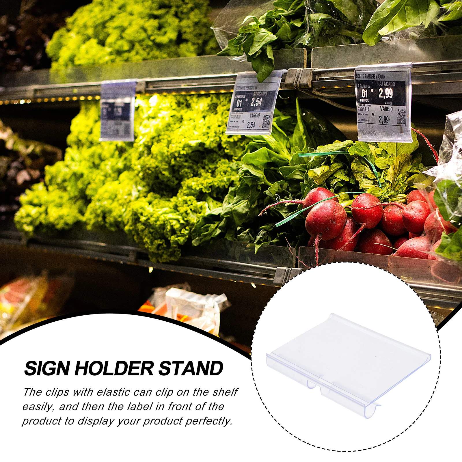 30PCS Plastic Sign Label Holder Wire Shelf Retail Price Tag Label Merchandise Sign Display Holder Stand