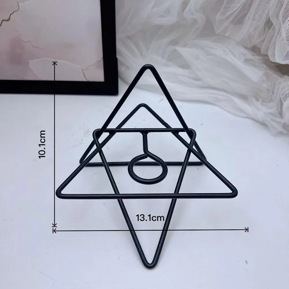 Geometric Triangle Metal Crystal Ball Stand Alchemical Star Display Base Sphere Holder Mineral Specimen Healing Stone Home Decor