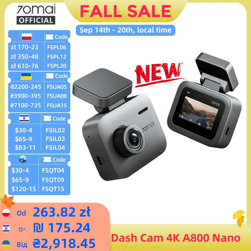 70Mai A800Nano 4K HDR 차량용 블랙박스 (139) ° 시야각, F1.55 조리개, title=70Mai A800Nano 4K HDR 차량용 블랙박스 (139) ° 시야각, F1.55 조리개,