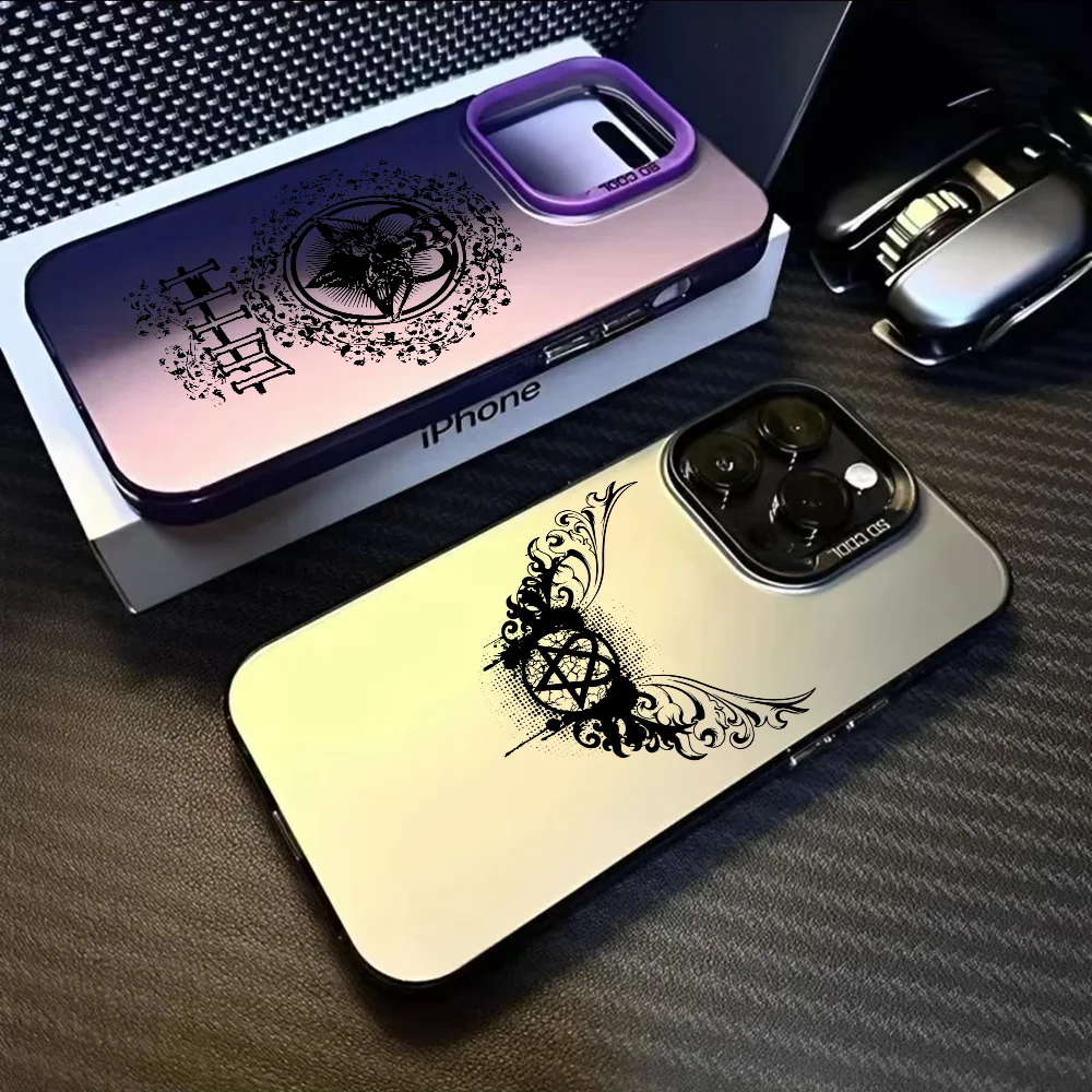

H-Him O-Ornate Heartagram Logo Phone Case For IPhone 16 15 14 13 12 11 Pro Max Black Purple Matte Laser Metallic Aurora Funda