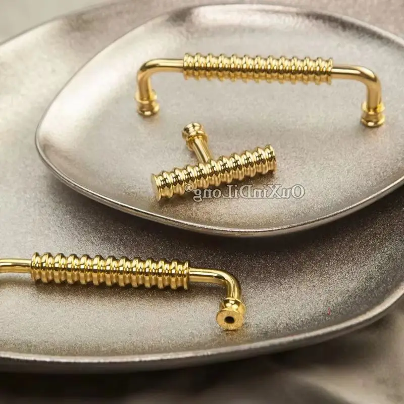 NEW 10PCS Solid Pure Brass French Gold Furniture Pulls Handles Drawer Knobs Cupboard Wardrobe Kitchen TV Shoe Cabinet Pulls Pens