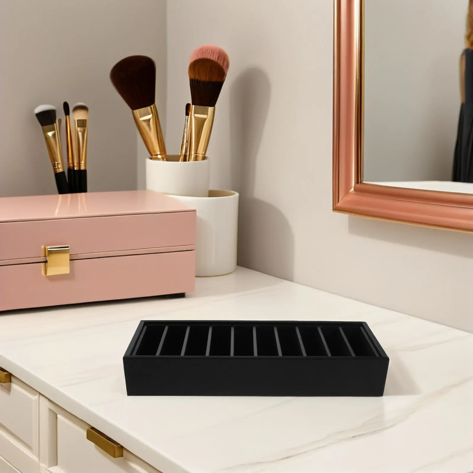 

Black Rectangle Bangle Tray 10-Slot Jewelry Display Stand for Bracelets Bangles Organizer Storage Home Boutique Craft Fair