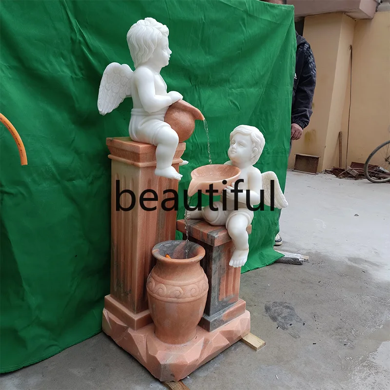 

European style, fountain landscape outdoor running water ornament marble carving ornament garden courtyard