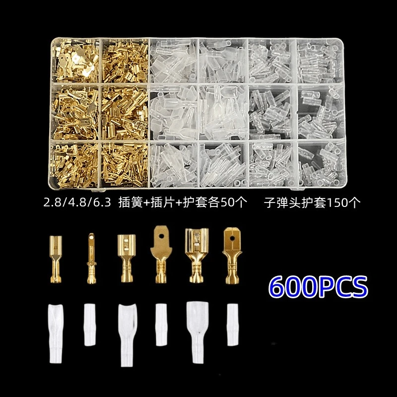 Box Insulated Male Female Wire Connector 2.8/4.8/6.3mm Electrical Crimp Terminals Termin Spade Connectors Assorted Kit