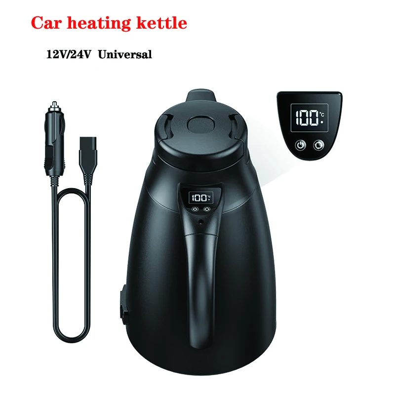 

Car Hot Kettle 12V/24V Temperature Control LCD Display Portable Double Stainless Steel Water Warmer Bottle Car Kettle Electric