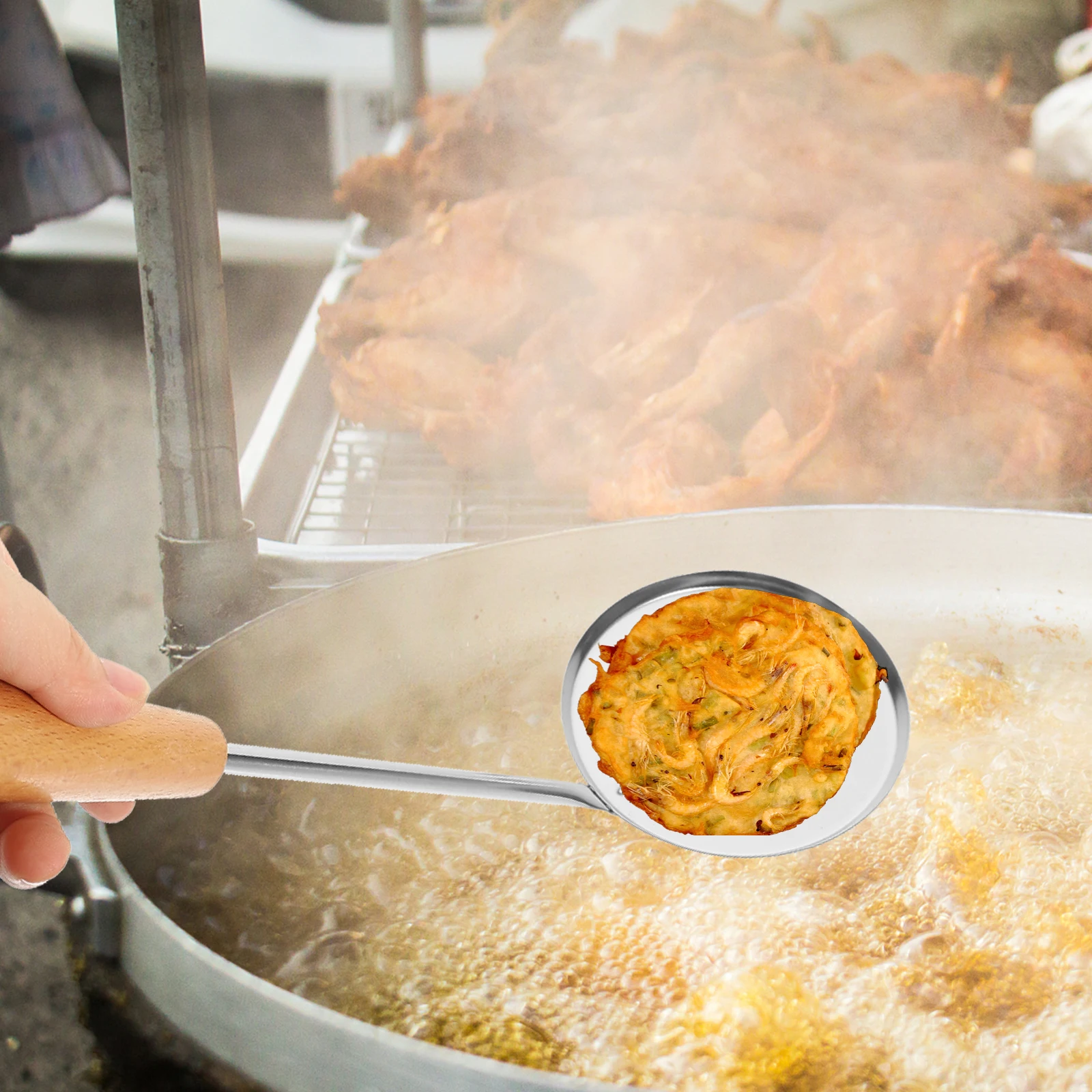

Stainless Steel Oil Pier Home Frying Spoon Lightweight Kitchen Cooking Utensil Non Stick Snack Mold Pan Deep Fry Gadgets