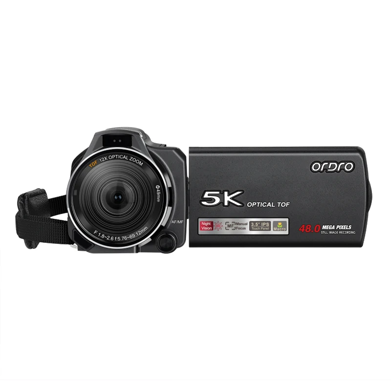 ORDRO XV80 Live Streams Digital Camera Camcorder 4K 12X Optical Zoom Big Touchscreen for Photograph YouTube Videos