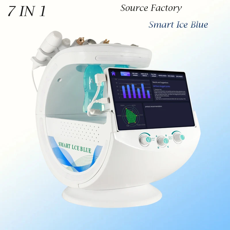 스마트 아이스 블루 분석기, 다기능 페이셜 머신, 물 산소 제트 필, 하이드라 뷰티, 스킨 클렌징, 하이드로 페이셜 머신