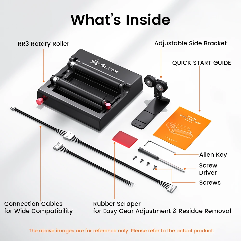 AlgoLaser Laser Engraver Y-axis Rotary Roller RR3 Ideal for PIXI 5W 10W Engraving On Both Regular Irregular Cylindrical Objects