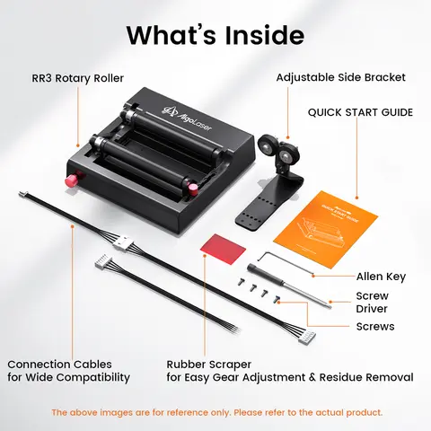 AlgoLaser Laser Engraver Y-axis Rotary Roller RR3 Ideal for PIXI 5W 10W Engraving On Both Regular Irregular Cylindrical Objects