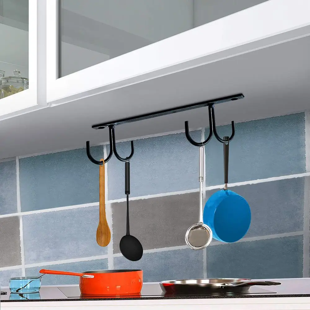 Mug Rack Under Cabinet Coffee Cup Holder Mugs Cups Drying Hook Kitchen Closet Under Shelf Hanging Organizer Hook