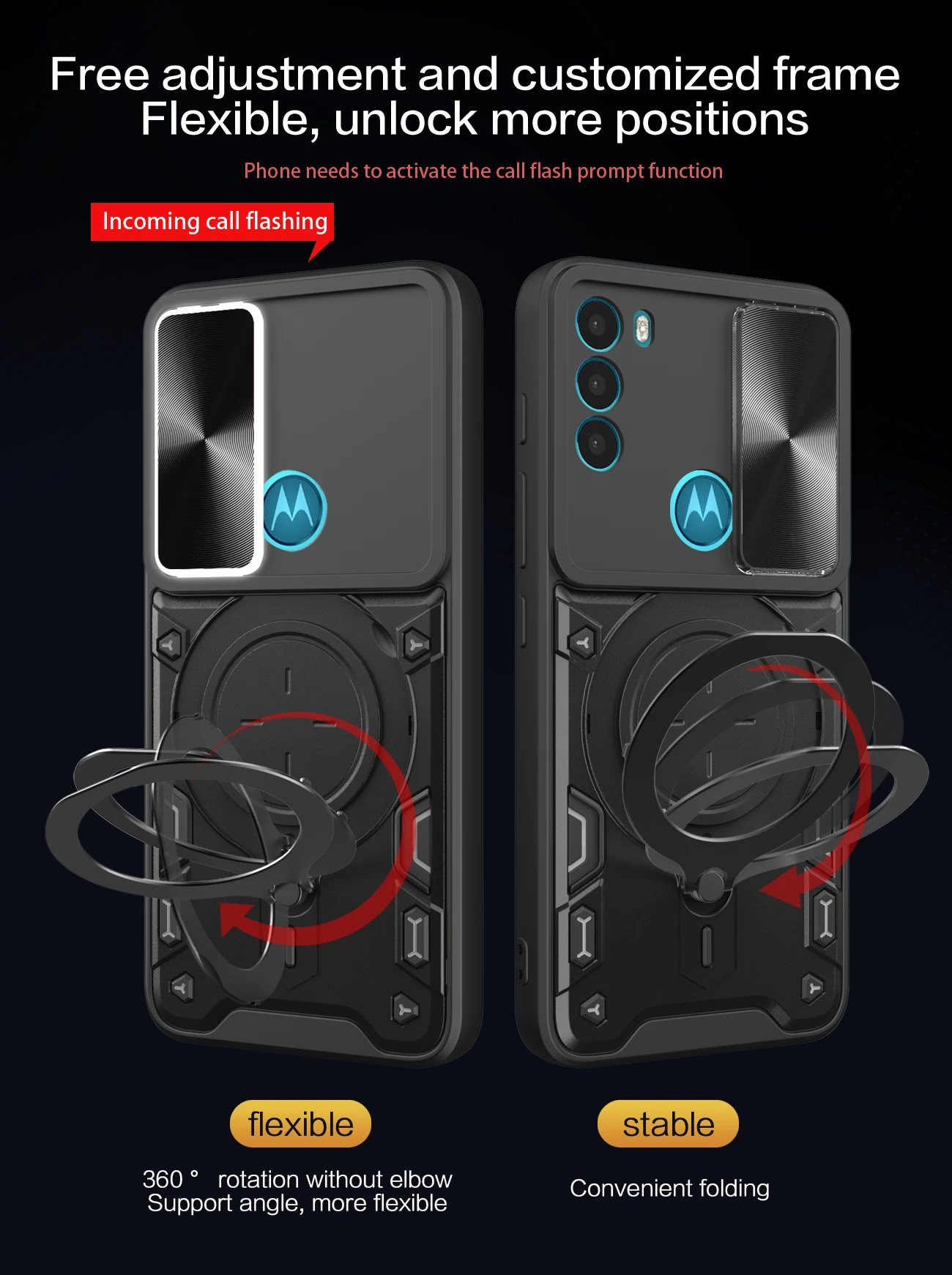 Funda de teléfono deslizante para lente de cámara, protector de armadura para Motorola MOTO G72, 4G, G200, G85, G84, G73, G71, 5G, soporte magnético para coche