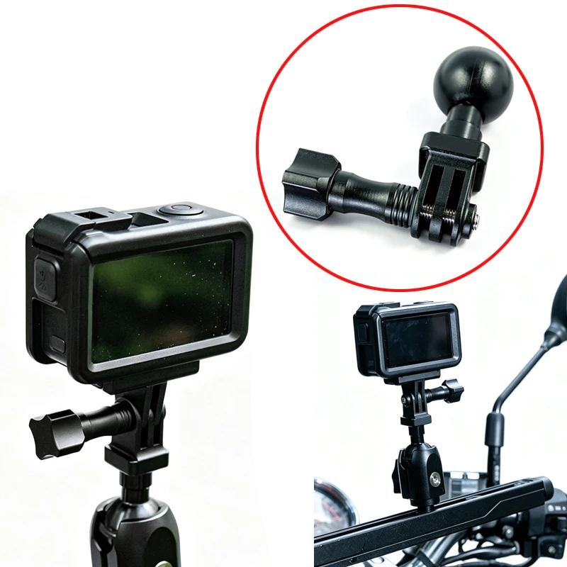 1PC 25MM Ball-Head Adapter Mount For DJI Action 5 Pro/Panoramic Camera Holder Motorcycle/Bike Outdoor Riding Recording Accessory