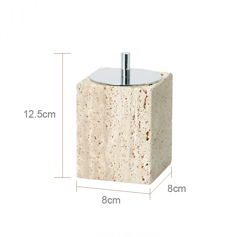 Beige Travertijn Badkamerset Natuurlijke Marmeren Zeepdispenser Rietverspreider Tissue Box Lade Badkameraccessoires