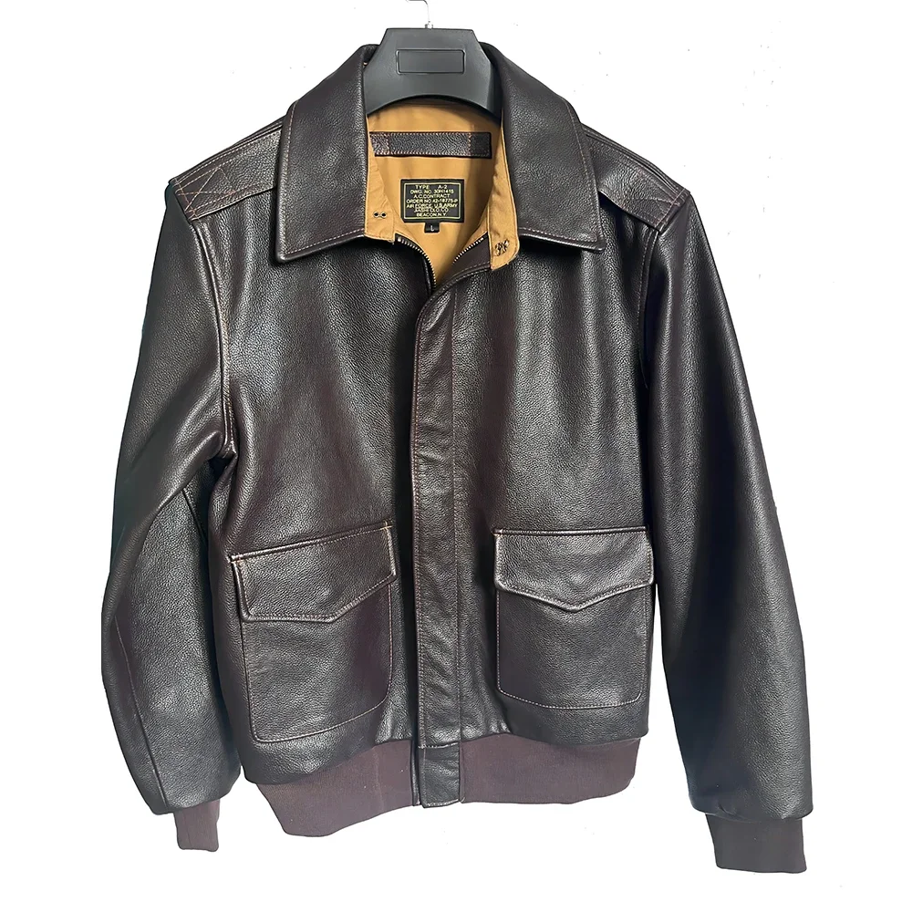 Men's Genuine Leather Jacket Military Pilot Jackets Flight A2 Jacket Coat   Clothes  Leather Autumn