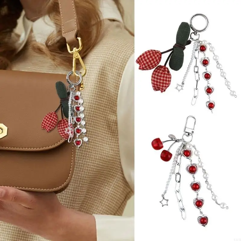 

E8FB Fashion Star Keyring Car Key Chain Cherry Keychain for Bag Decorations