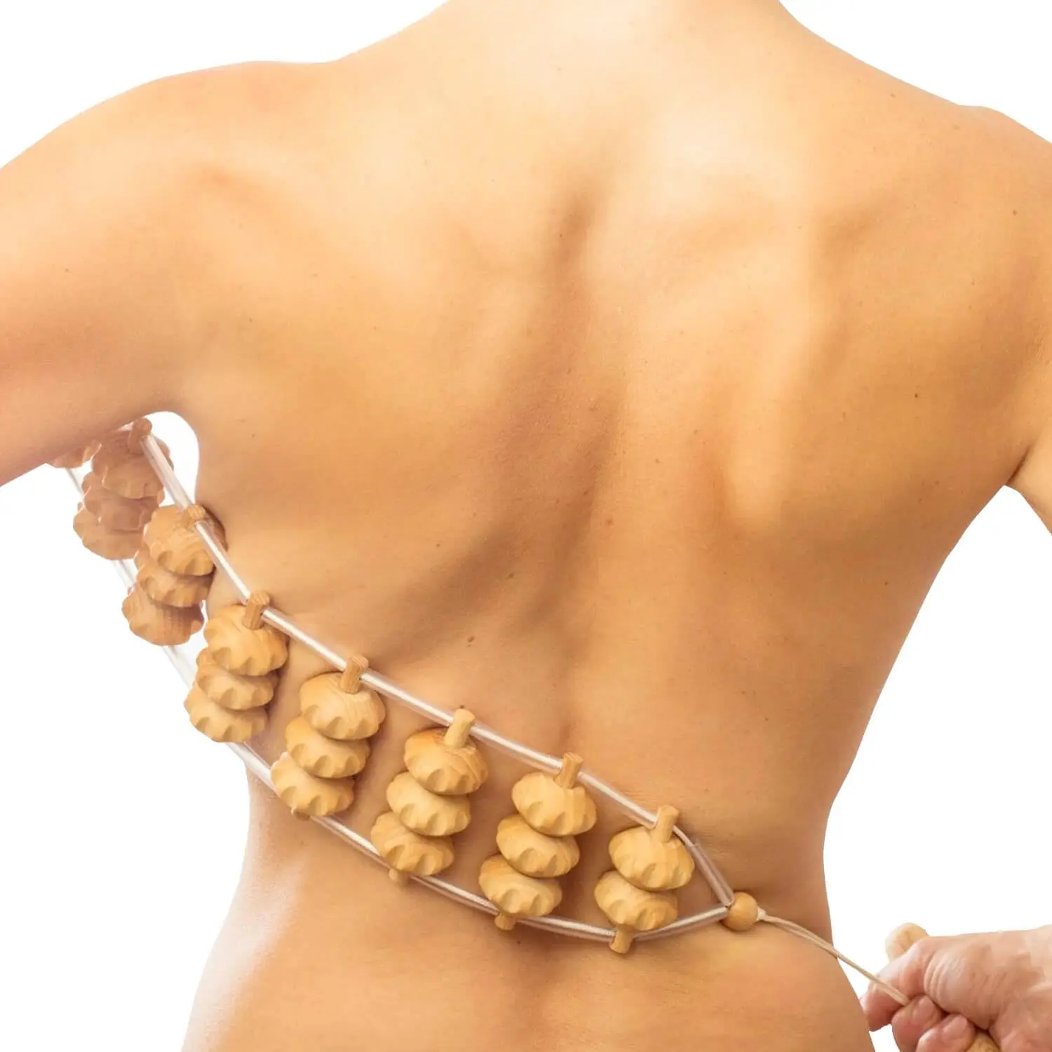 

Back Massager with Rollers and Rope, Multi-Functional Wood Roller for Neck and Body, Eases Muscle Tension, 47.2 Inches