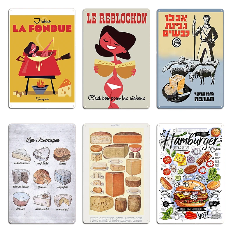 J'adore la Fondue Le Reblochon Poster Essen Poster Metall Plakette Bar Wand Dekor Pub gedruckt Blechschild Poster