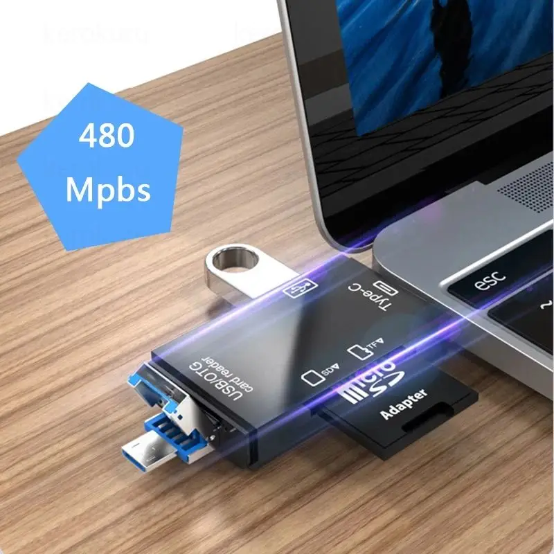 5 в 1/ 6 в 1 Многофункциональный USB 2.0 Type C/USB /Micro USB/TF/SD устройство для чтения смарт-карт памяти OTG Устройство чтения карт памяти