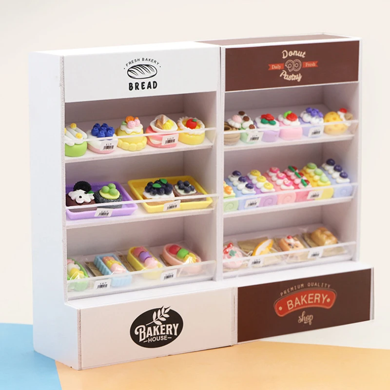 1:12 Puppenhaus Kuchen Schrank Dessert Regale Miniatur Essen Spielen Miniatur Spielzeug Mini Modell Spielhaus Hand DIY Kleine Ornamente