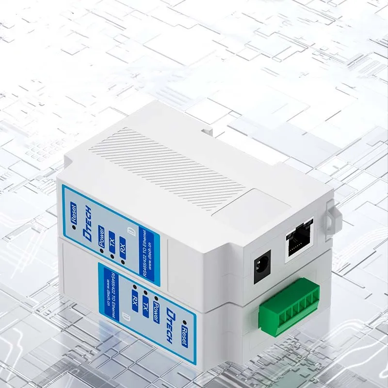 Equipamento de transmissão de porta serial de trilho din dtech rs485/422 serial para tcp/ip conversor de dispositivo serial de sinal ethernet