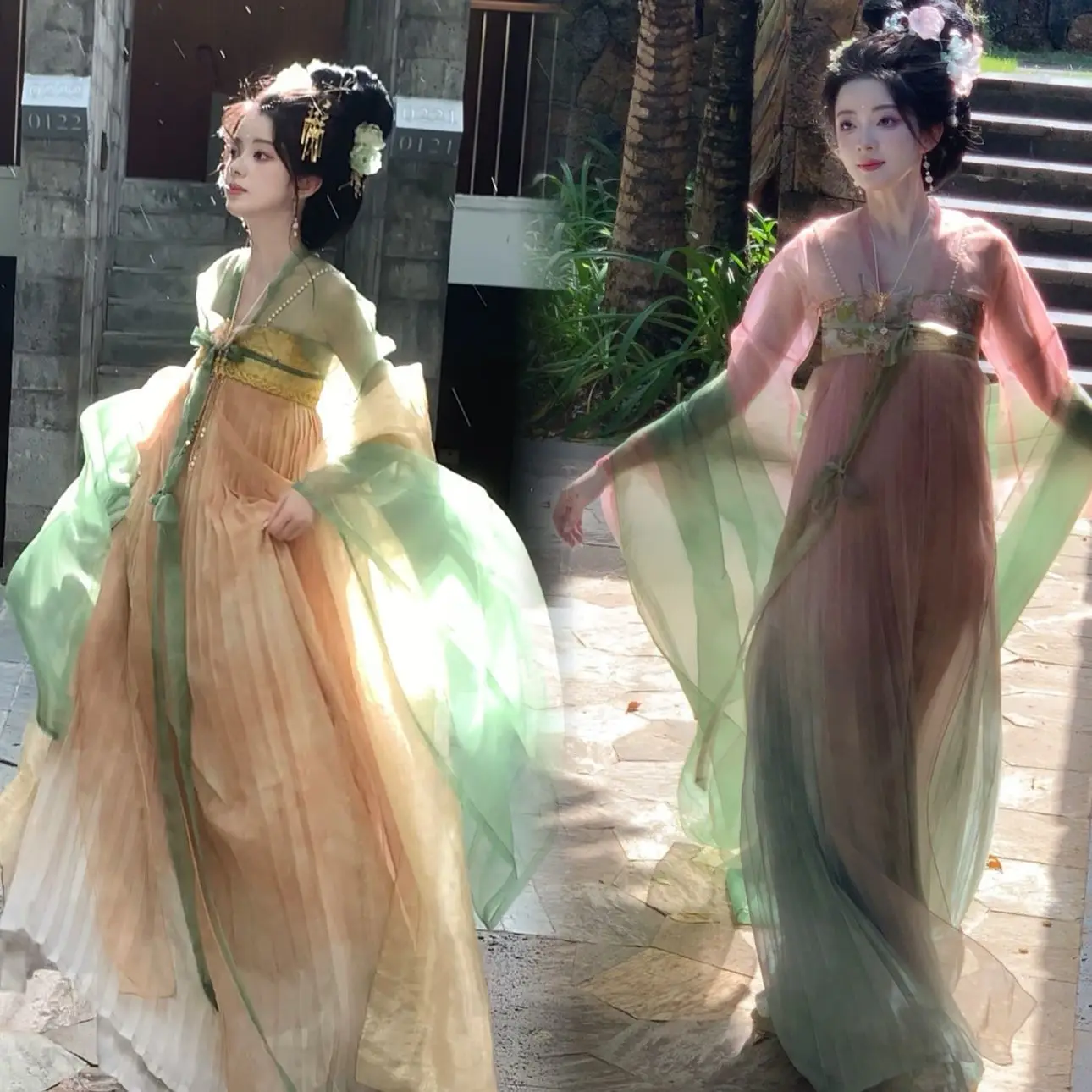 Vestido de fada vintage chinês, Hanfu melhorado, Bordado nacional da flor, Vestido folclórico retrô, Vestido de princesa oriental