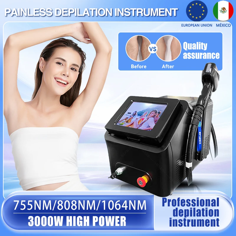 Best 3000w Ice Platinum 808nm Diode Laser Hair Removal Machine 755 808 1064 Remove Hair Epilation Laser Hair Removal