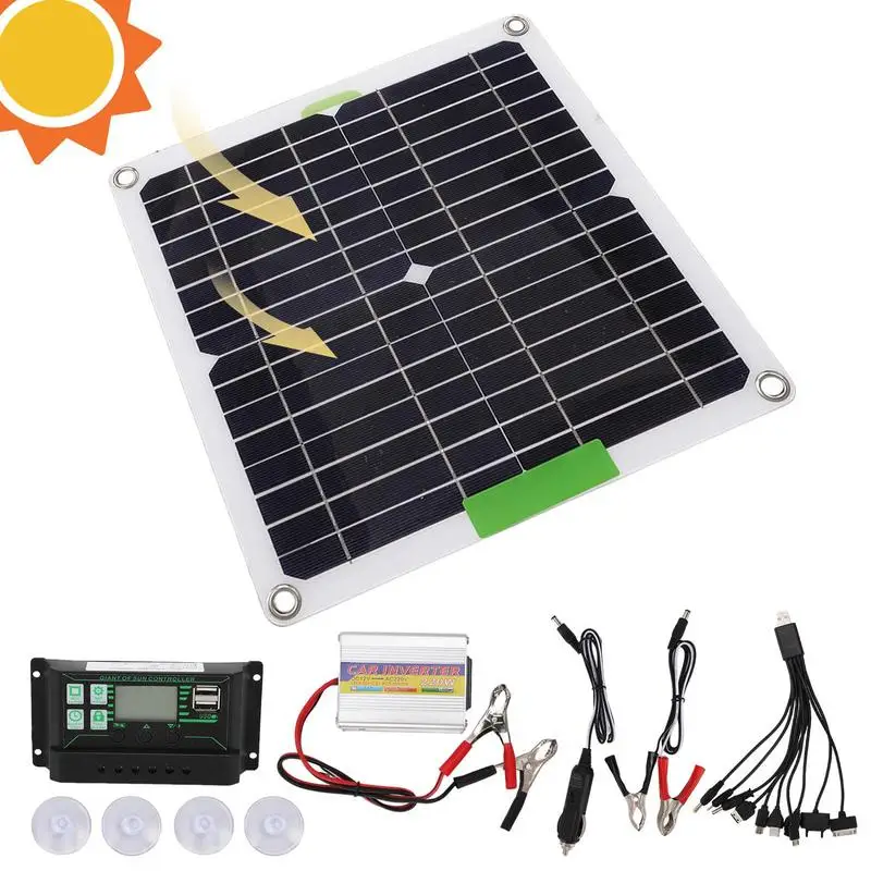 220V Solar Power Converter Inverter 50W Solar Panel Kit Solar Controller Solar Power Complete Kit Power Generation