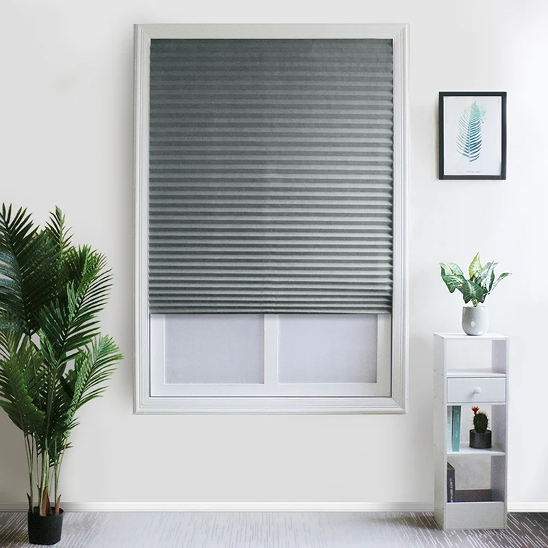 Non-Woven Shading Pleated Blinds Self-Adhesive Living Room Semi-Shading Blinds Curtains Kitchen Bedroom Curtains