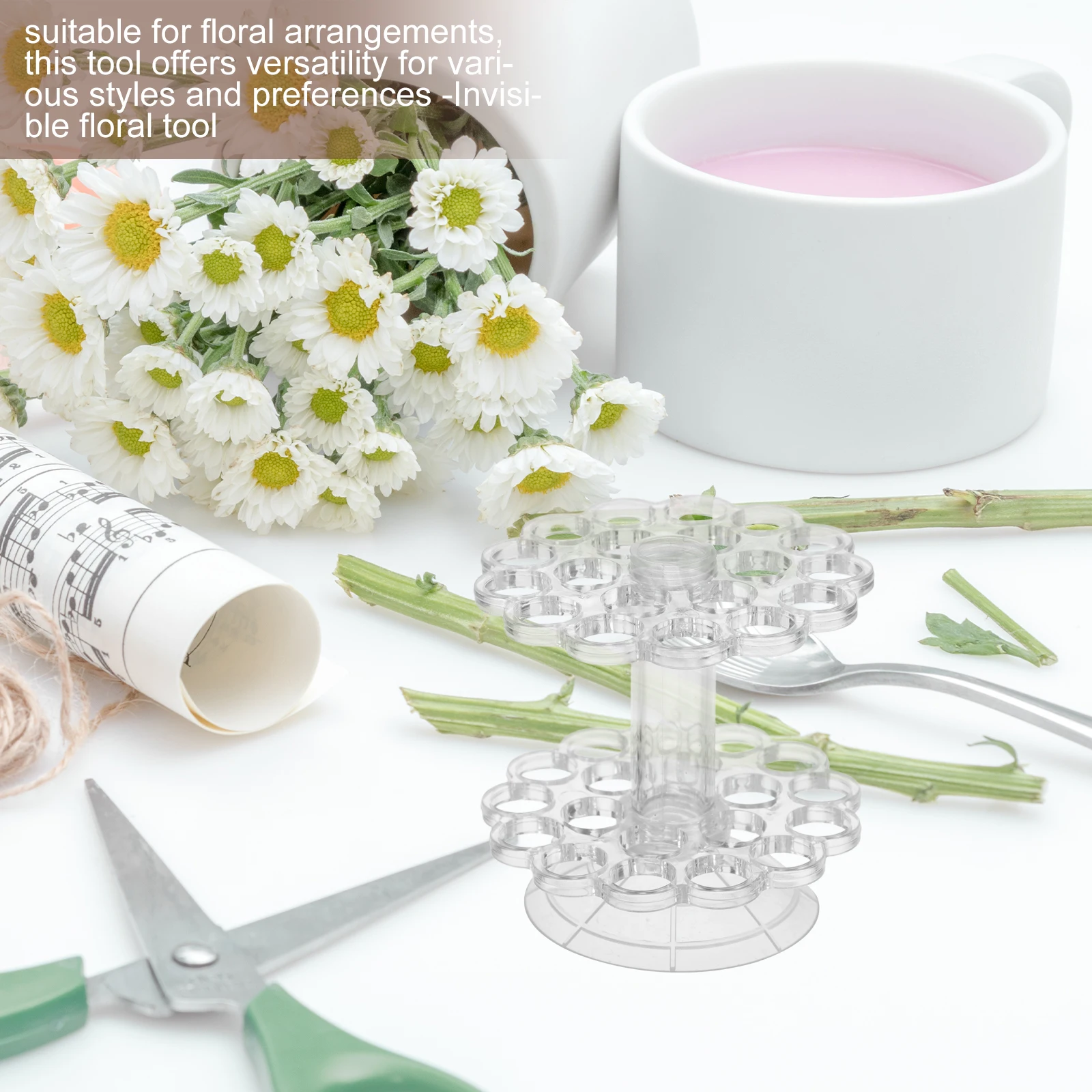 1 Set Alat Pengatur Bunga Transparan Multifungsi Penyangga Tangkai Tak Terlihat Untuk Buket yang Aman Pengatur Sisipan Bunga Plastik