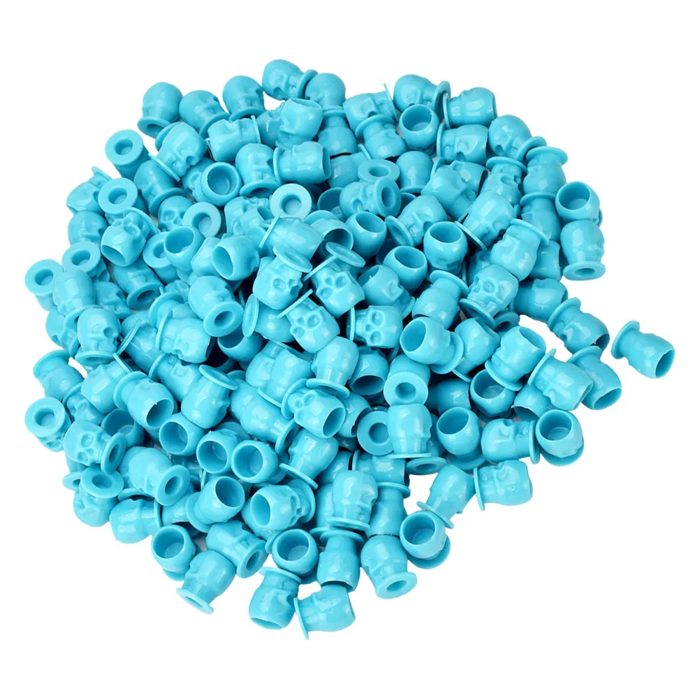 

200pcs Pigment Cups Skull Design Smooth Surface Plastic Ink Cups For Tattooing Small Pigment Containers Durable Tattoo