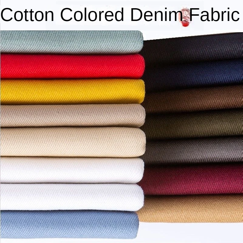 Thickened Cotton Denim Fabric By The Meter for Jackets Coats Clothing Diy Sewing Designer Cloth Winter Plain Black White Textile