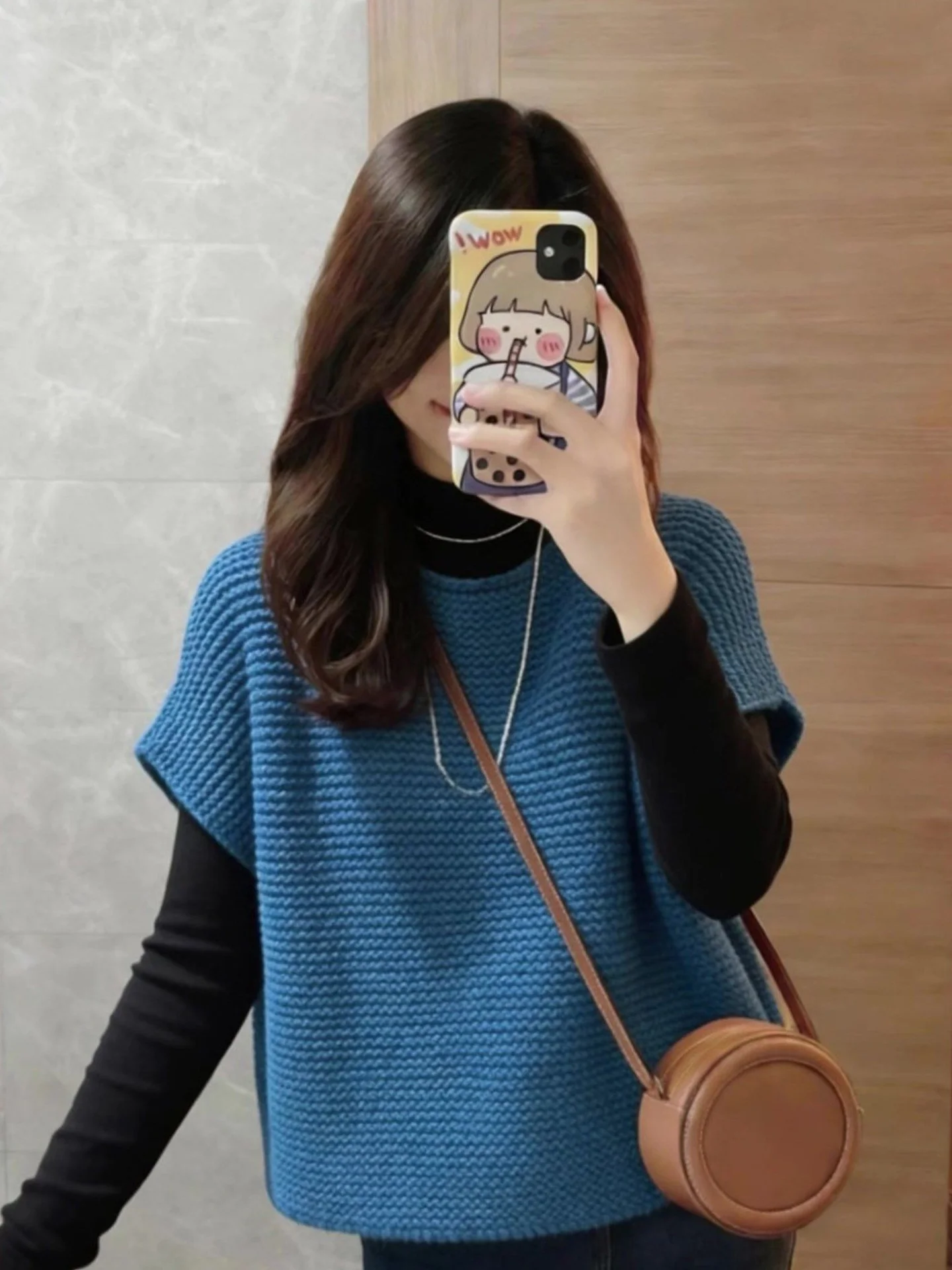 Fashionable Knitted Vest Pure Color Versatile Base Shirt Slimming Top for Women Commute Style Regular Fit No Button Design