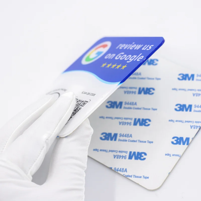 Acrylic NTAG215 Tap To Review NFC Tag Editable Dynamic QR Code 1.8mm Thick Vertical Stand For Business