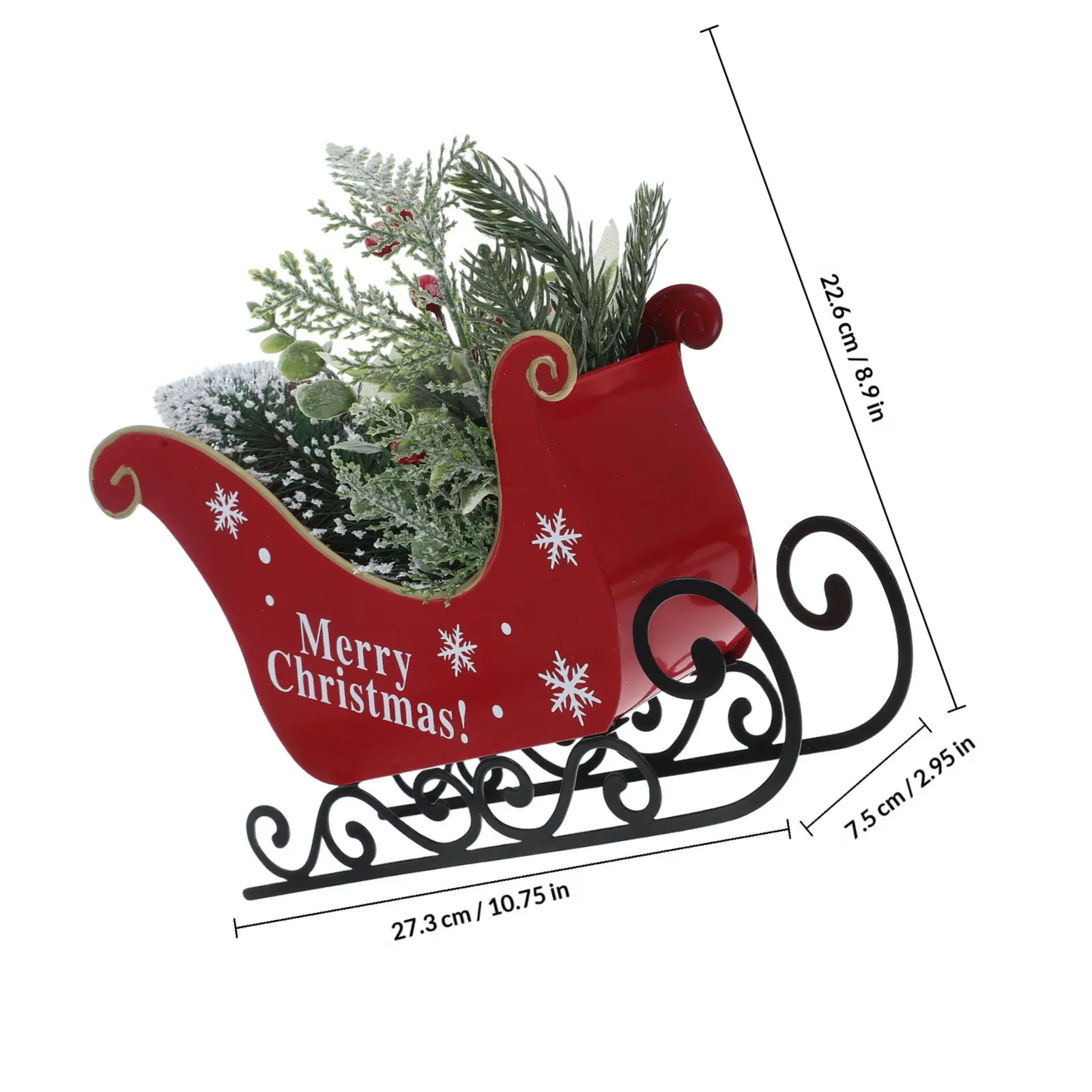 Iron Xmas Sleigh Ornament Lovely Festive Desktop Tabletop Decor for Living Room Bedroom Shop Window Christmas Party Decoration