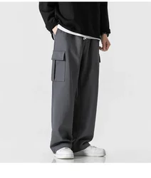 2024 Autumn New Sweatpants Men Multi-Pockets Drawstring Cotton Casual Track Pants Male Loose Straight Trousers Large Size 5XL