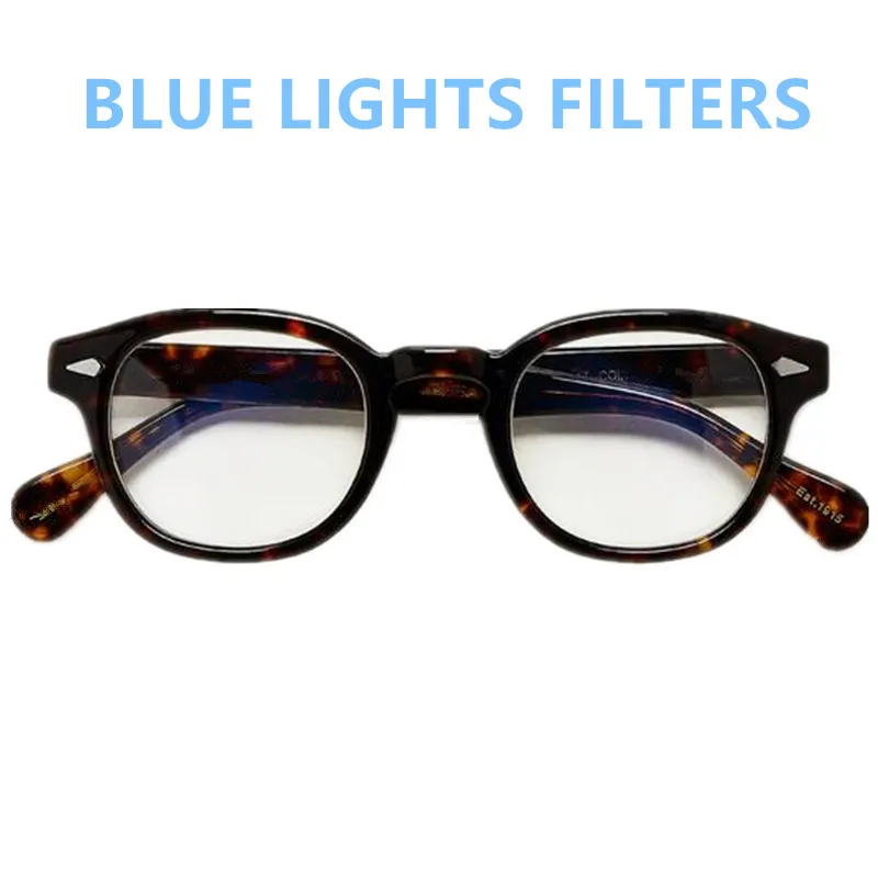 

Classical Retro-Vintage Mos Bluelight Filter Glasses 49 46 44mm Johnny Deep Style Full Acetates Round Fullset for Prescription