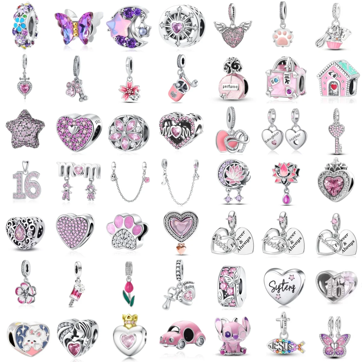 

New 925 Sterling Silver Pink perfume Lotus Swing Pendant Bead Dog Claw Amulet Fit Original European Bracelet DIY Women's Jewelry