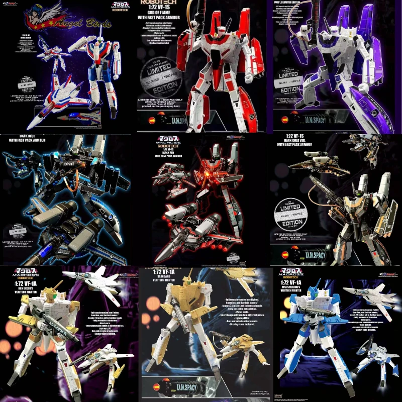 KitzConcept Macross VF-1S VF1J VF1A Super Valkyrie Edición Limitada Púrpura con Super Space Parts KIT Figuras de Acción LED Luminosas
