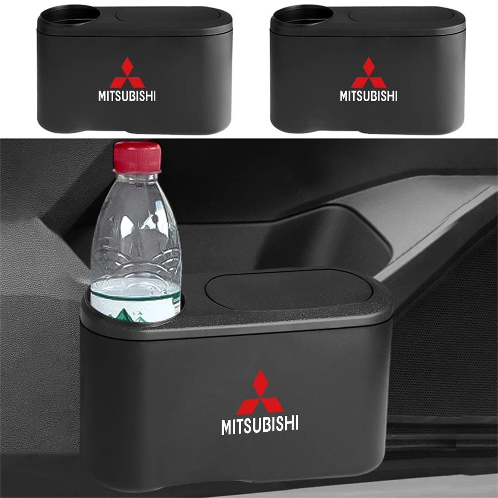 Автомобильный мусорный бак с держателем для напитков, Аксессуары для салона автомобиля из АБС-пластика для Mitsubishi Pajero Outlander ASX Lancer Ralliart V73