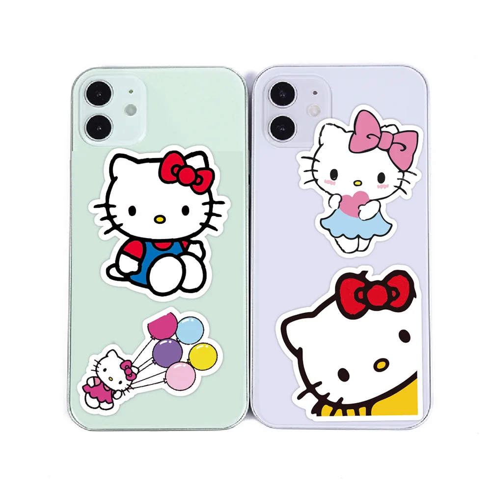 10/30/50 stücke kawaii sanrio hallo kitty aufkleber niedliche mädchen abziehbilder spielzeug telefon wasser flasche notebook spaß graffiti aufkleber dekoration