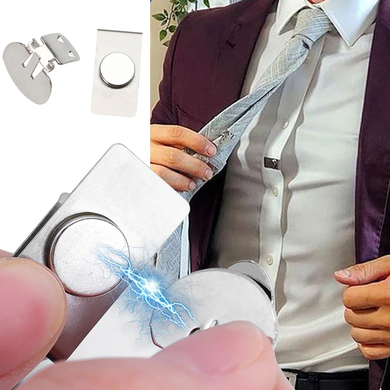 Clip de corbata Invisible magnético, Clip de corbata de camisa de Metal de acero inoxidable fijo automáticamente, joyería creativa para hombres, accesorios, regalos