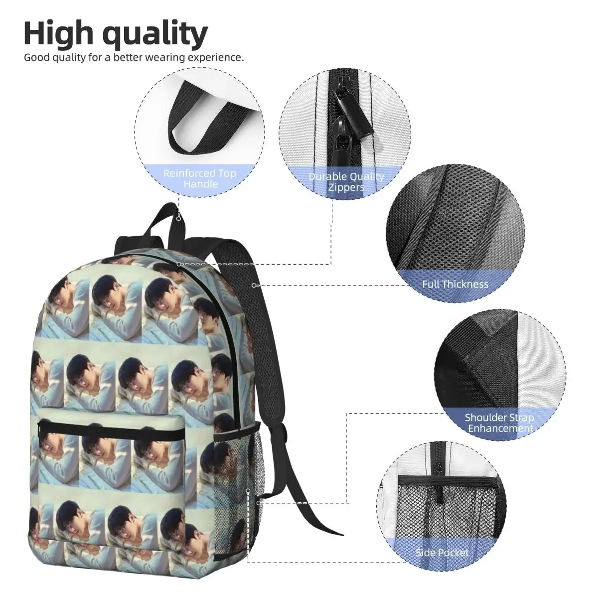 Cha Eun Woo Korean Actor Backpack Boys Girls BookBag Kids School Bag Laptop Shoulder Bags for Men Women