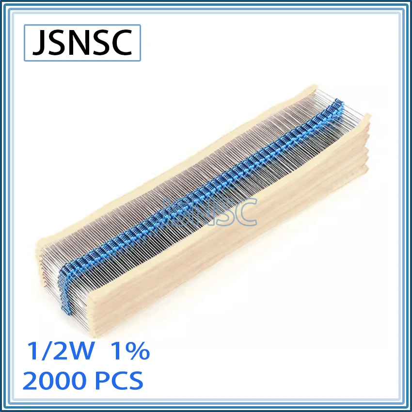 

JSNSC 2000PCS 1% 1/2W 0.5W 22K 24K 27K 30K 33K 36K 39K 43K 47K 51K 56K 62K 68K 75K 82K 91K 100K 110K OHM DIP Metal Film Resistor